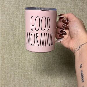 Rae Dunn Pink 'Good Morning' Insulated Mug